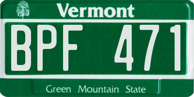 VT license plate BPF471
