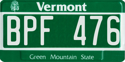 VT license plate BPF476