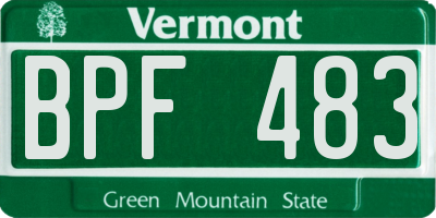 VT license plate BPF483