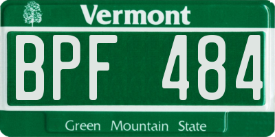 VT license plate BPF484