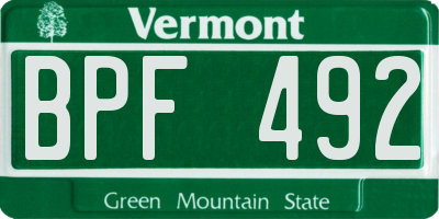 VT license plate BPF492