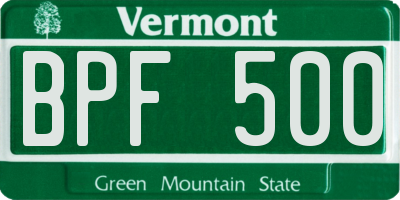 VT license plate BPF500