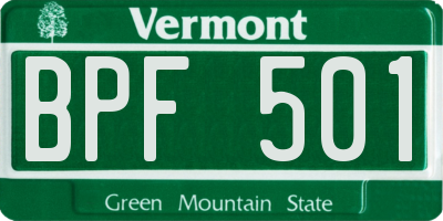 VT license plate BPF501
