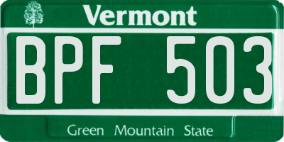 VT license plate BPF503