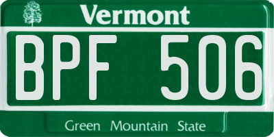 VT license plate BPF506