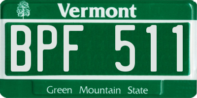 VT license plate BPF511