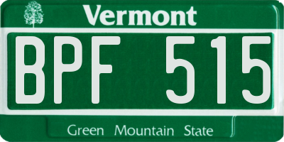 VT license plate BPF515
