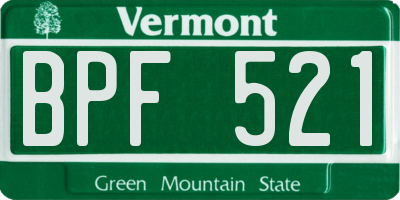 VT license plate BPF521