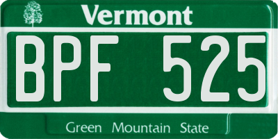 VT license plate BPF525