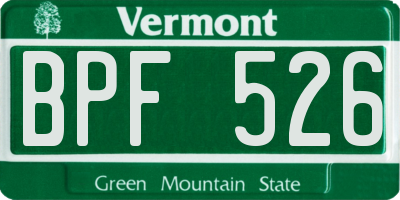 VT license plate BPF526