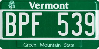 VT license plate BPF539