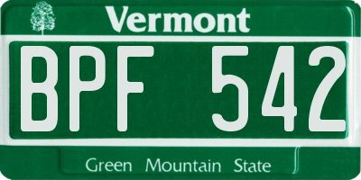 VT license plate BPF542
