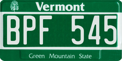 VT license plate BPF545