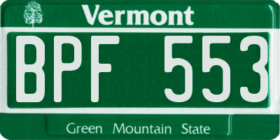 VT license plate BPF553