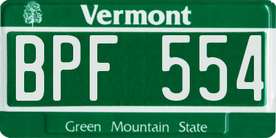VT license plate BPF554