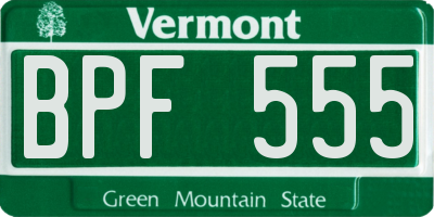 VT license plate BPF555