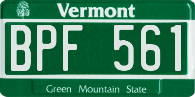 VT license plate BPF561