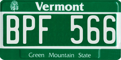 VT license plate BPF566