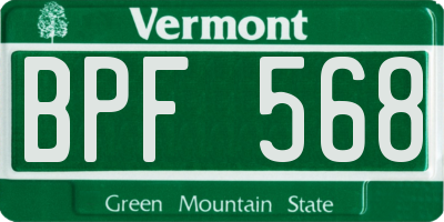 VT license plate BPF568