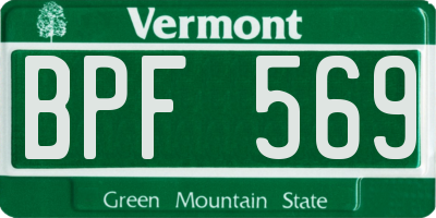 VT license plate BPF569