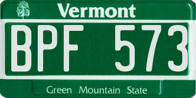 VT license plate BPF573