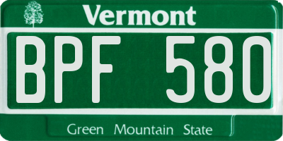 VT license plate BPF580