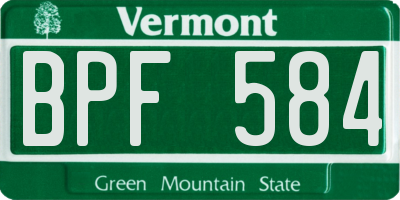 VT license plate BPF584