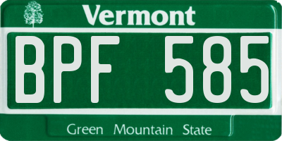 VT license plate BPF585