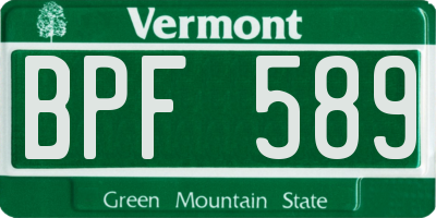 VT license plate BPF589