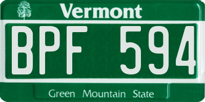 VT license plate BPF594
