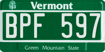 VT license plate BPF597