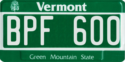 VT license plate BPF600