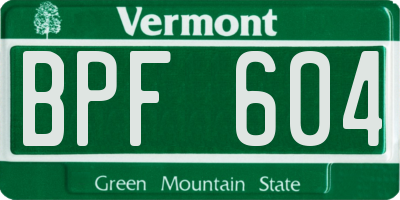 VT license plate BPF604