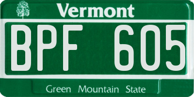 VT license plate BPF605