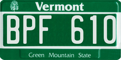 VT license plate BPF610