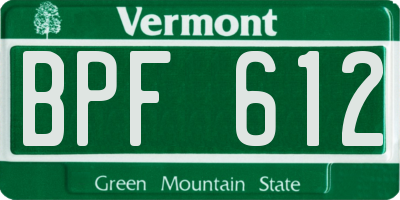 VT license plate BPF612
