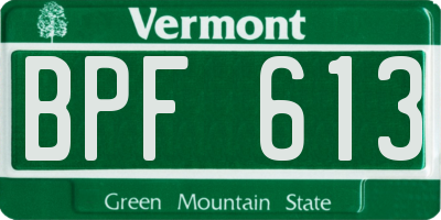 VT license plate BPF613