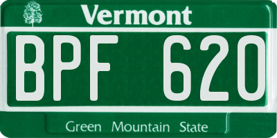 VT license plate BPF620