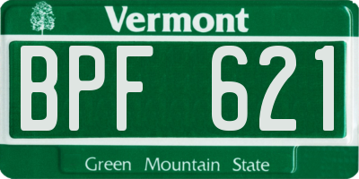 VT license plate BPF621