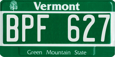VT license plate BPF627