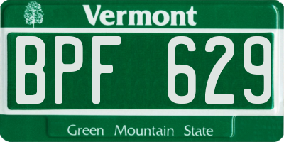 VT license plate BPF629