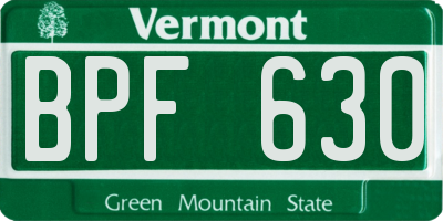 VT license plate BPF630