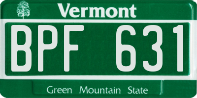 VT license plate BPF631