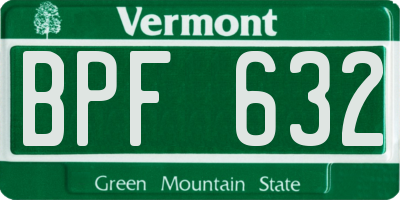 VT license plate BPF632
