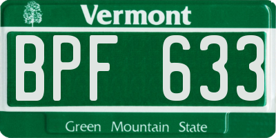 VT license plate BPF633