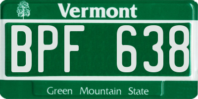 VT license plate BPF638