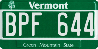 VT license plate BPF644