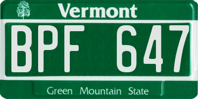 VT license plate BPF647