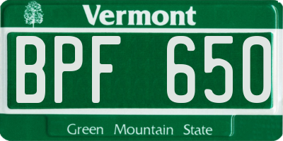 VT license plate BPF650