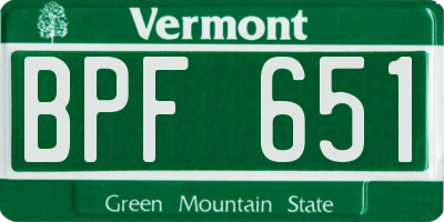 VT license plate BPF651
